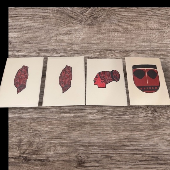 African Tribal Art Prints Set of 4 - Picture 1 of 7